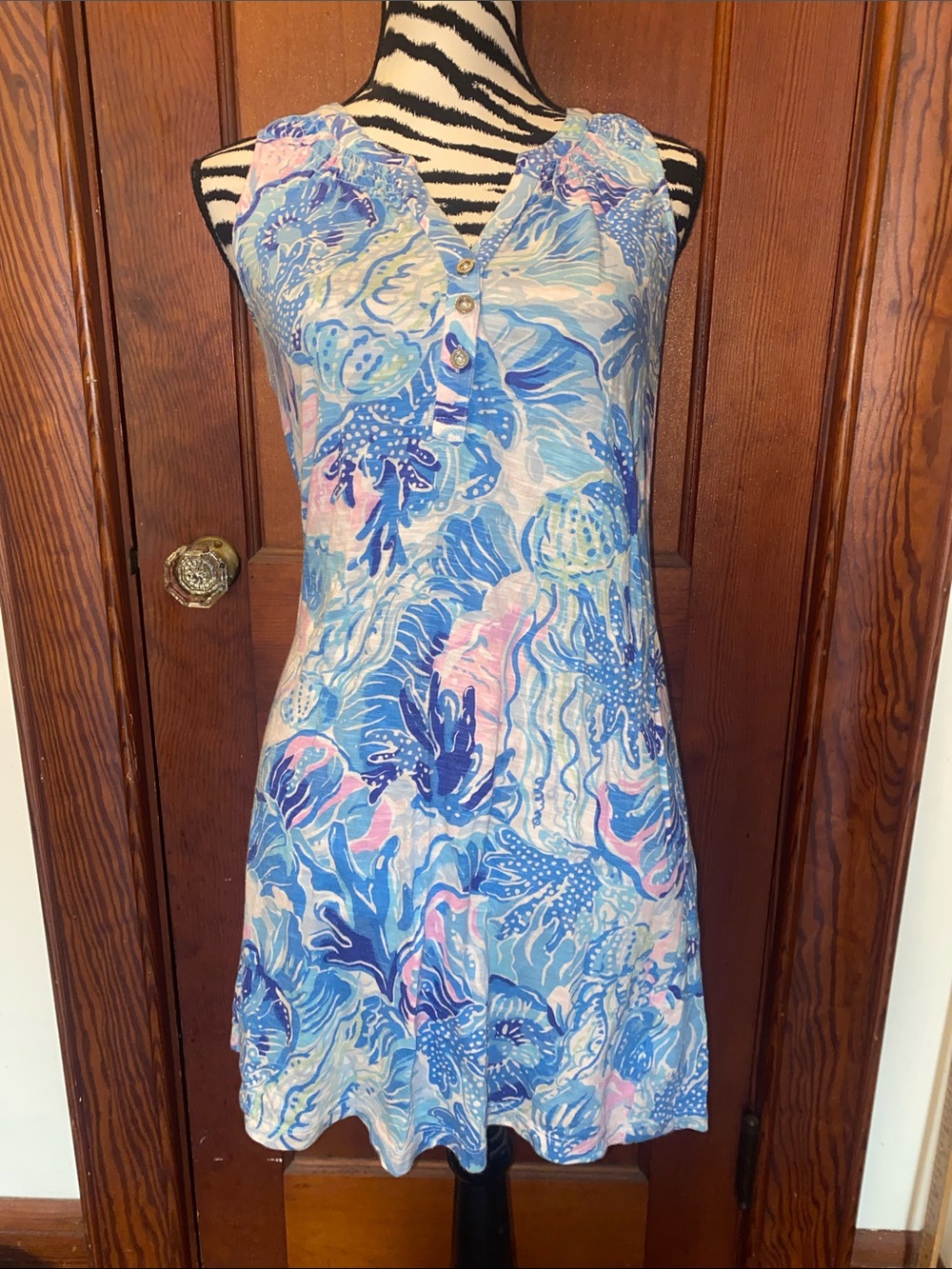 Lilly Pulitzer Blue, Pink & Cream Sleeveless Dress